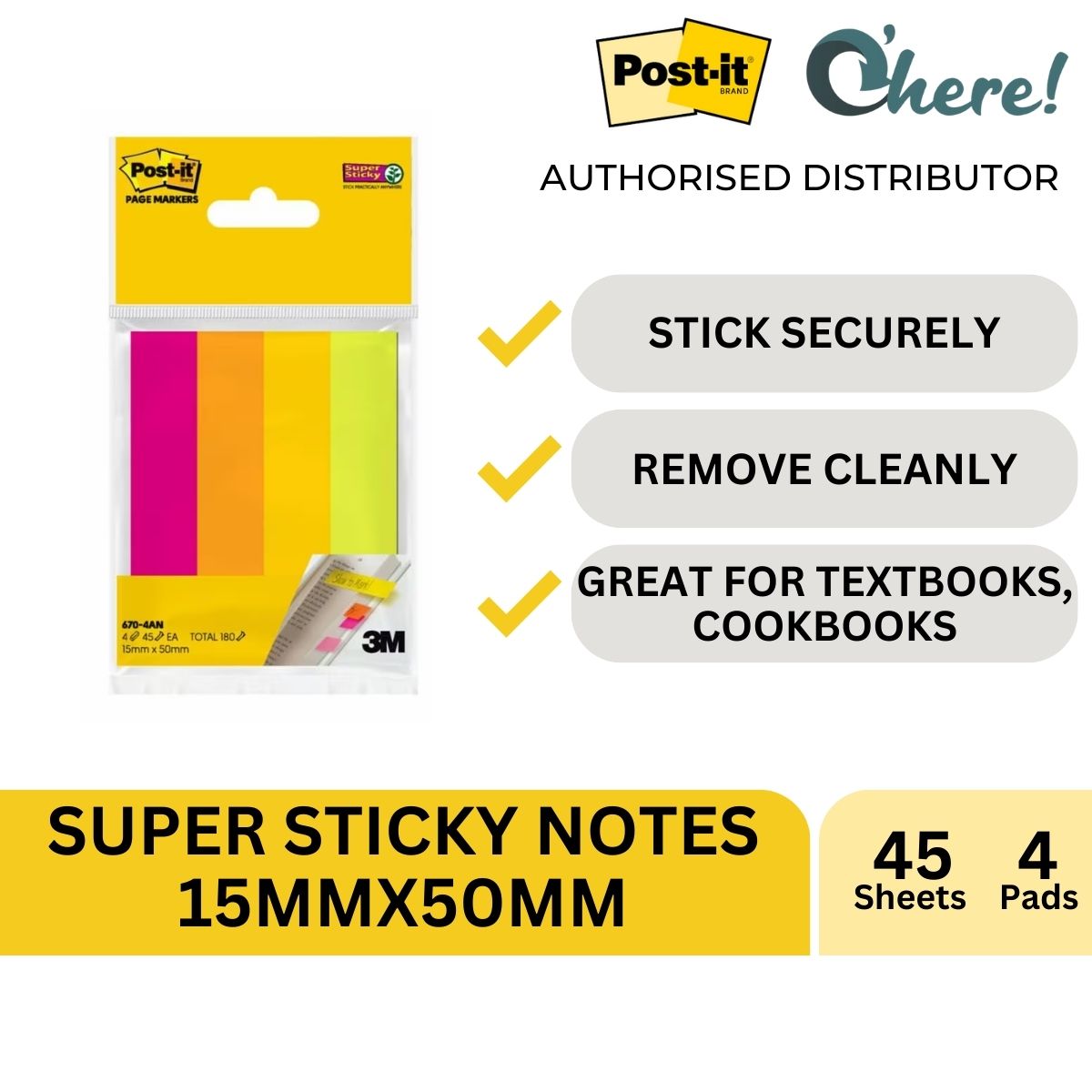 Post-it Super Sticky Notes, 8x6 inches, 4 Pads, (Orange, Pink, Blue,  Green), Recyclable (6845-SSP)