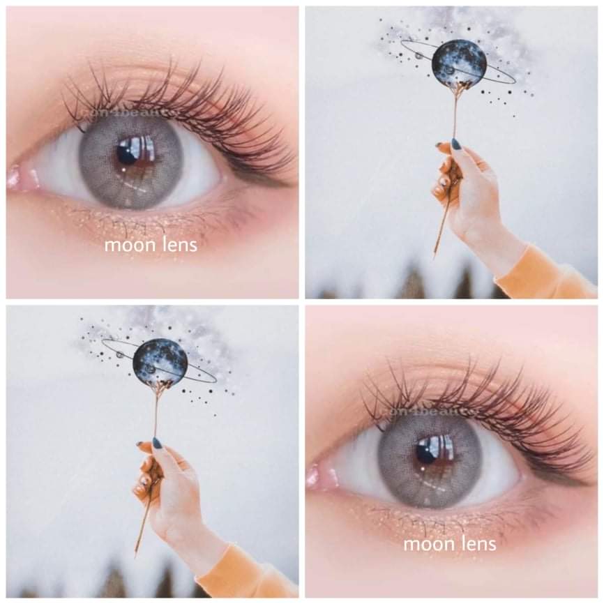 [Mẫu mới] Lens mắt - kính áp tròng xám khói (tặng kèm khay đựng bé chưa có dụng cụ đeo)