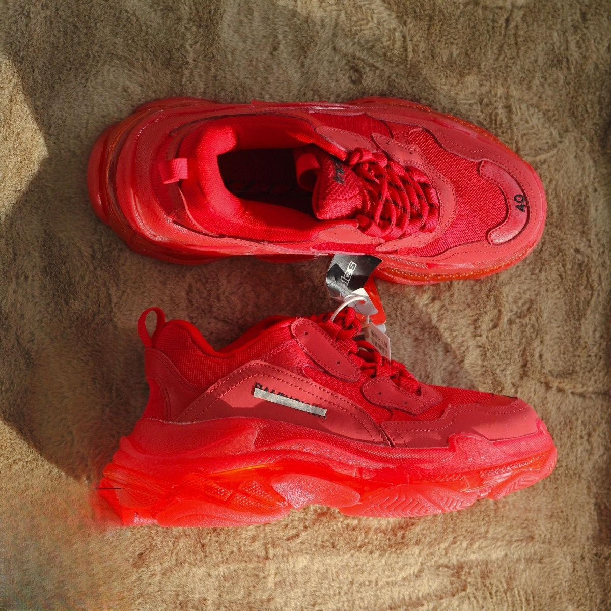Giày thể thao sneaker nam nữ balen đế khí đỏ mận