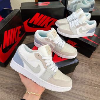 Giày thể thao Jordan 1 xám xanh cổ thấp  Giày JD xám xanh paris nam nữ cao cấp Full Box Bill