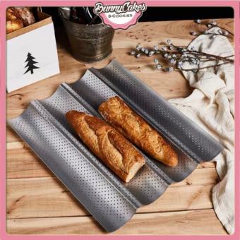 Khay Nướng Bánh Mì Pháp Baguette 4 Rãnh Chống Dính Lượn Sóng 38x33x2.5cm