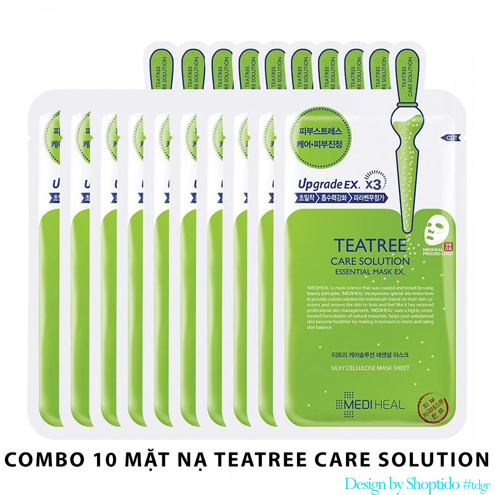 Combo 10 mặt nạ siêu tinh chất trà xanh giảm mụn Mediheal Teatree Care Solution Essential Mask EX 24ml NPP Tido88
