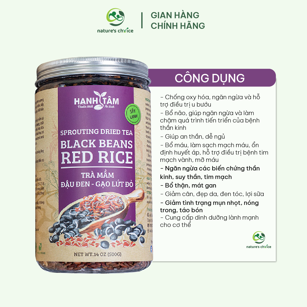 Trà mầm đậu đen, mầm gạo lứt đỏ rang - Hạnh Tâm - Tốt cho tiêu hoá, giải độc cơ thể