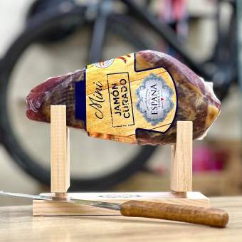 KÈM DAO + GIÁ ĐỠ - Đùi Heo Muối Jamon Curado Mini Tây Ban Nha 1KG - ĐÙI LỢN XÔNG KHÓI