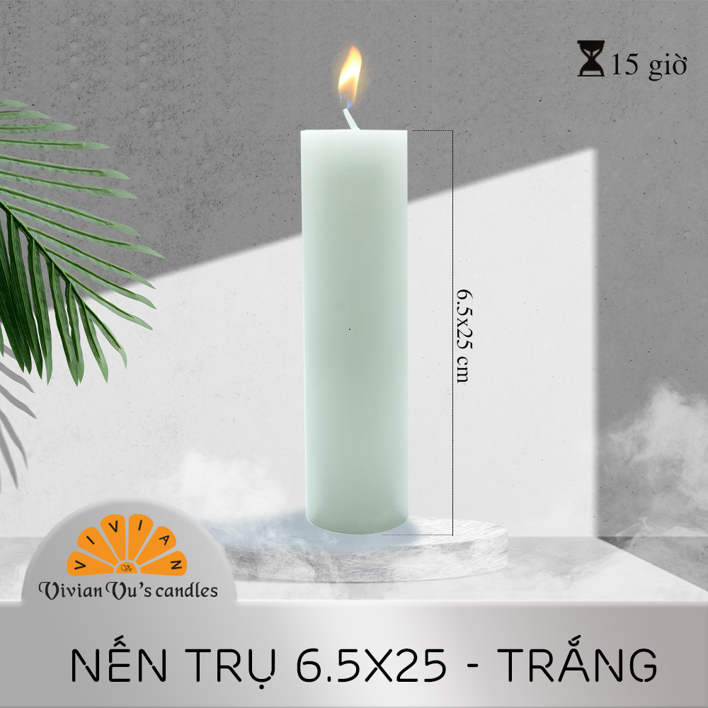 Nến trụ tròn vivian vivian vu's kích thước 6.5x25cm - nến nghệ thuật trang trí vivian