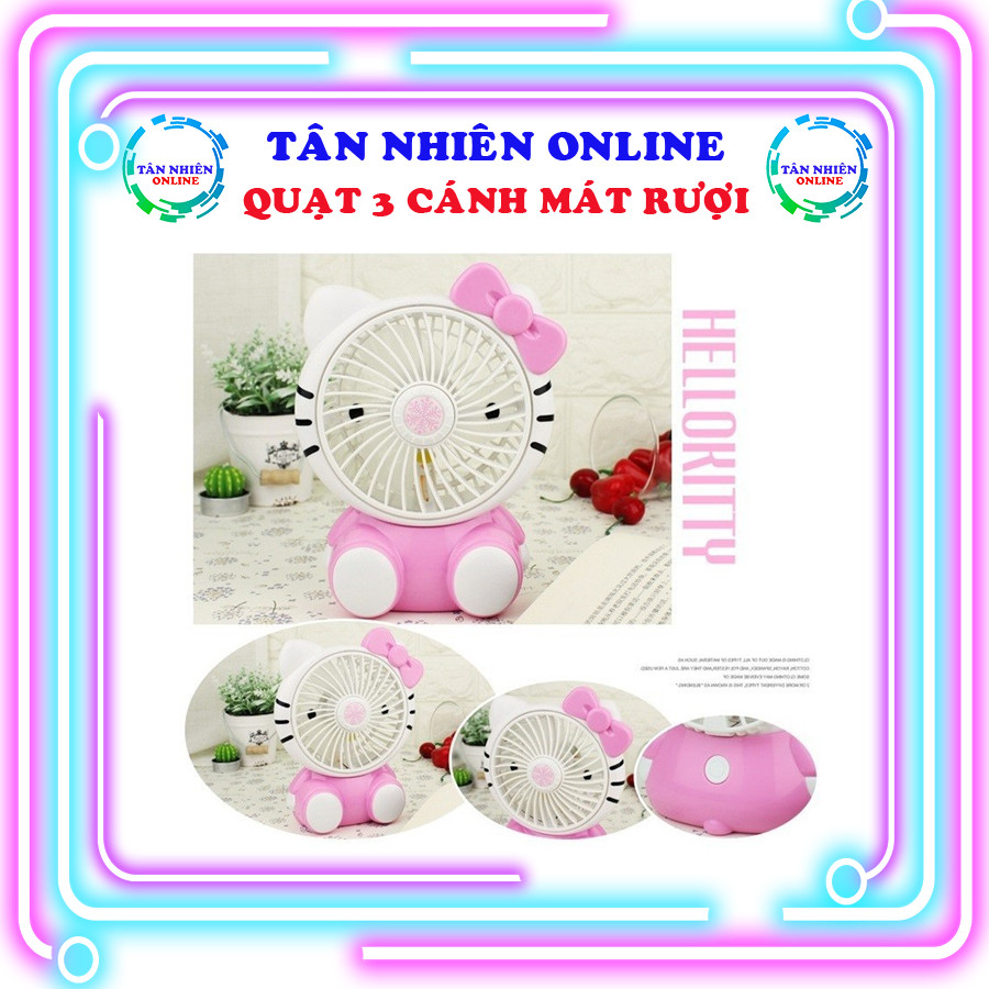 Quạt 3 cánh hello Kitty  giải pháp mùa nóng vừa quạt vừa trang trí rất tiện lợi, quạt mini, Tân Nhiên Online