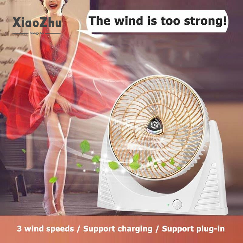XiaoZhubangchu Portable fan table fan 6 "fan battery mini fan battery 2000mAh rechargeable fan mini desk