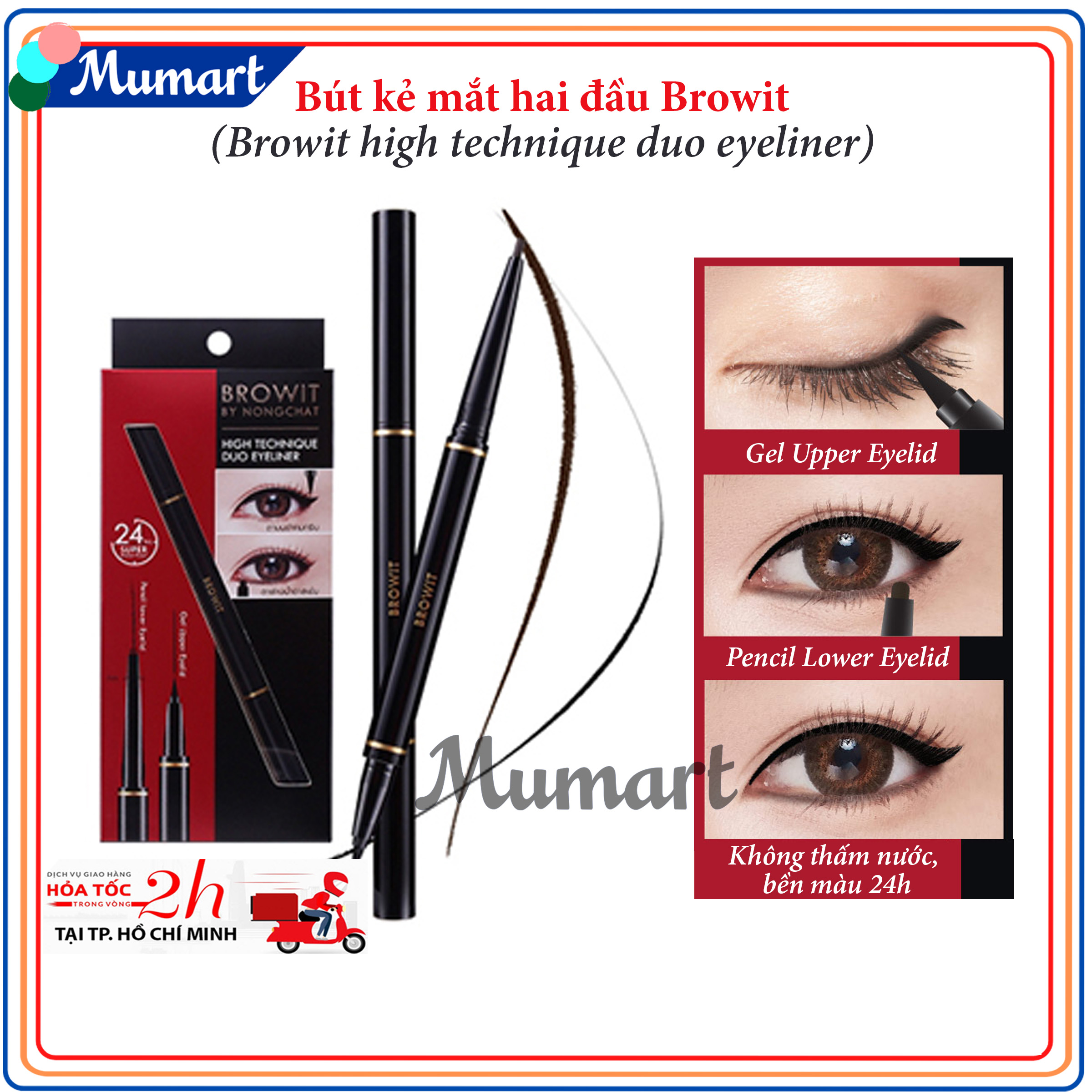 Kẻ mắt eyeliner browit nongchat MUMART không trôi không lem đầu mãnh hai đầu kết hợp đầu chì kẻ mắt tạo đôi mắt sâu thu hút