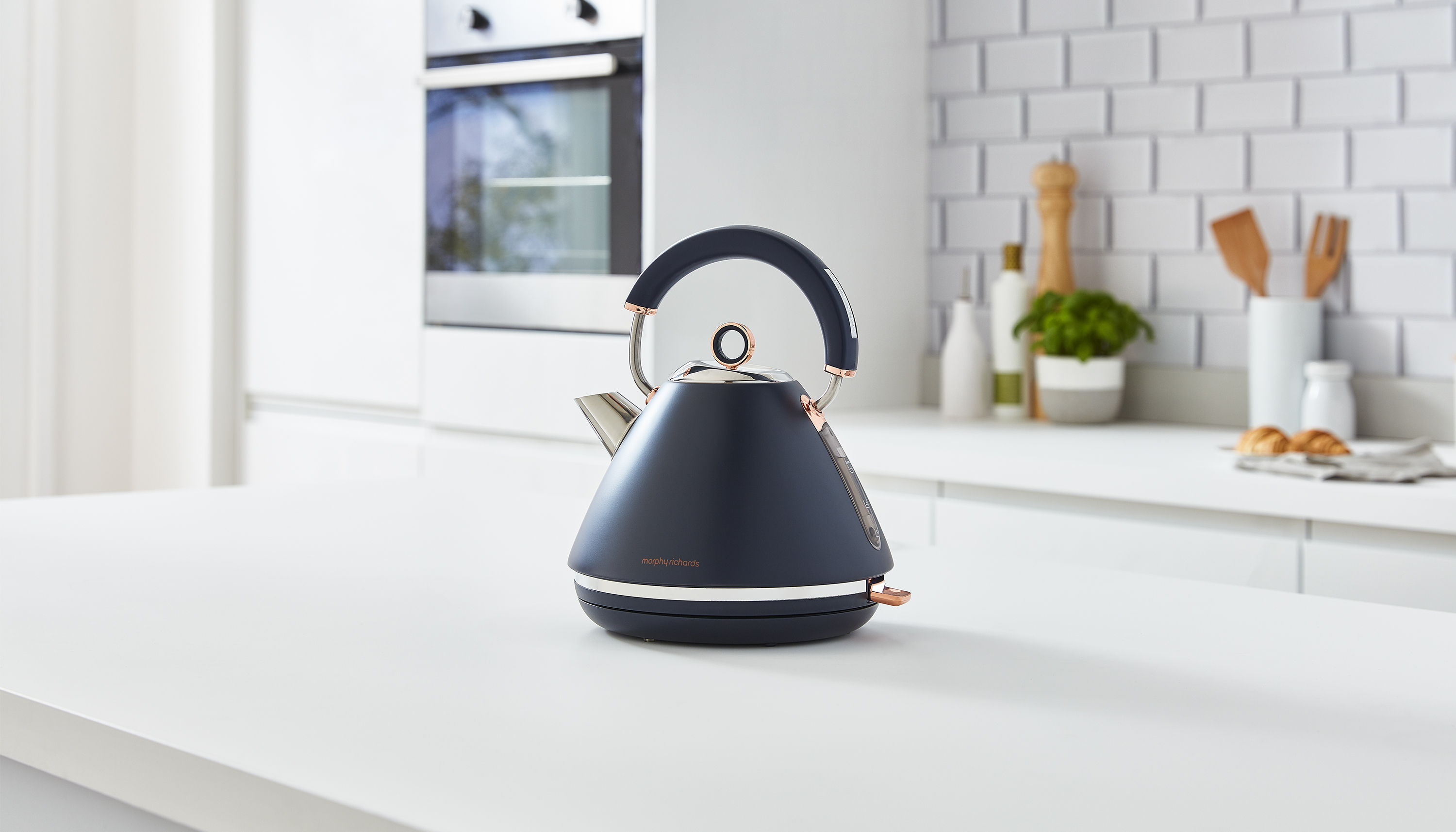 Midnight Blue Morphy Richards Kettle Blue And Rose Gold Morphy