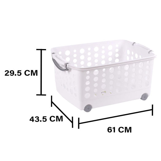 HomeBase PLIM Giỏ đựng quần áo dơ bằng nhựa có bánh xe Thái Lan W61xD43.5xH29.5 Cm trắng
