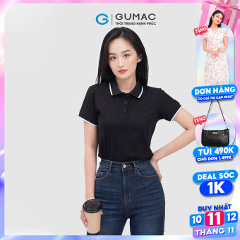Áo thun có cổ nữ GUMAC ATC07053 , Áo thun polo nữ trẻ trung năng động