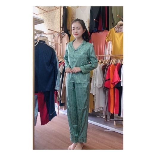 Bộ Đồ Ngủ Pijama Lụa Gấm Cao Cấp Áo Tay Dài