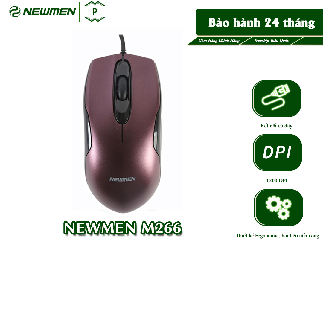 Chuột Máy Tính Có Dây NEWMEN M266,Chuột Quang,1200DPI,DùnChuột Máy Tính Có Dây NEWMEN M266,Chuột Quang,1200DPI,Dùng Cho Game, Văn Phòng - Hàng Chính Hãng,Bảo Hành 24 Thángg Cho Game, Văn Phòng - Hàng Chính Hãng,Bảo Hành 24 Tháng