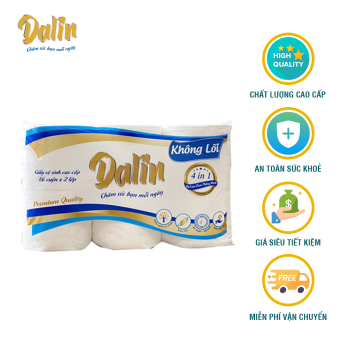 Giấy vệ sinh không lõi nguyên sinh cao cấp DALIN 6 cuộn/lốc, Giấy vệ sinh, giấy ăn cao cấp DALIN