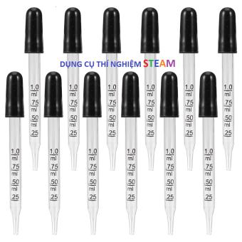 Ống bóp /ống hút nhỏ giọt thủy tinh kèm bóp cao su CÓ CHIA VẠCH ĐO 1ml đầu thẳng hút hóa chất, tinh dầu, mỹ phẩm....