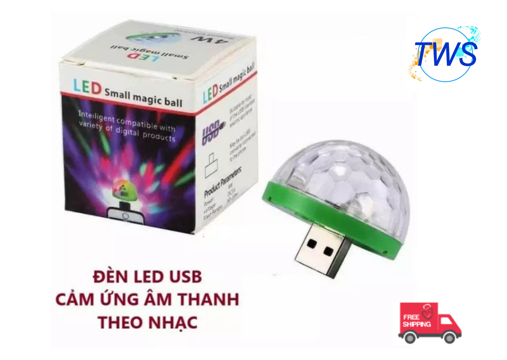 Đèn led usb 7 màu - đèn led RBG mini cắm usb - Đèn led vũ trường - đèn led mini nhiều màu nháy theo nhạc , sử dụng tiện lợi cắm usb máy tính , điện thoại và các nguồn điện khác - TWS