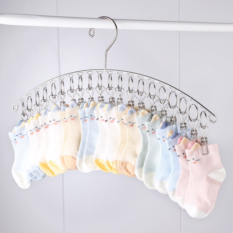 [HCM] Móc Phơi Quần Áo Em Bé, Khăn, Tất Vớ, Đồ Lót - Móc Kẹp Inox Treo Phơi Quần Áo - Chống Rơi Ngoài Gió - 10/20 kẹp