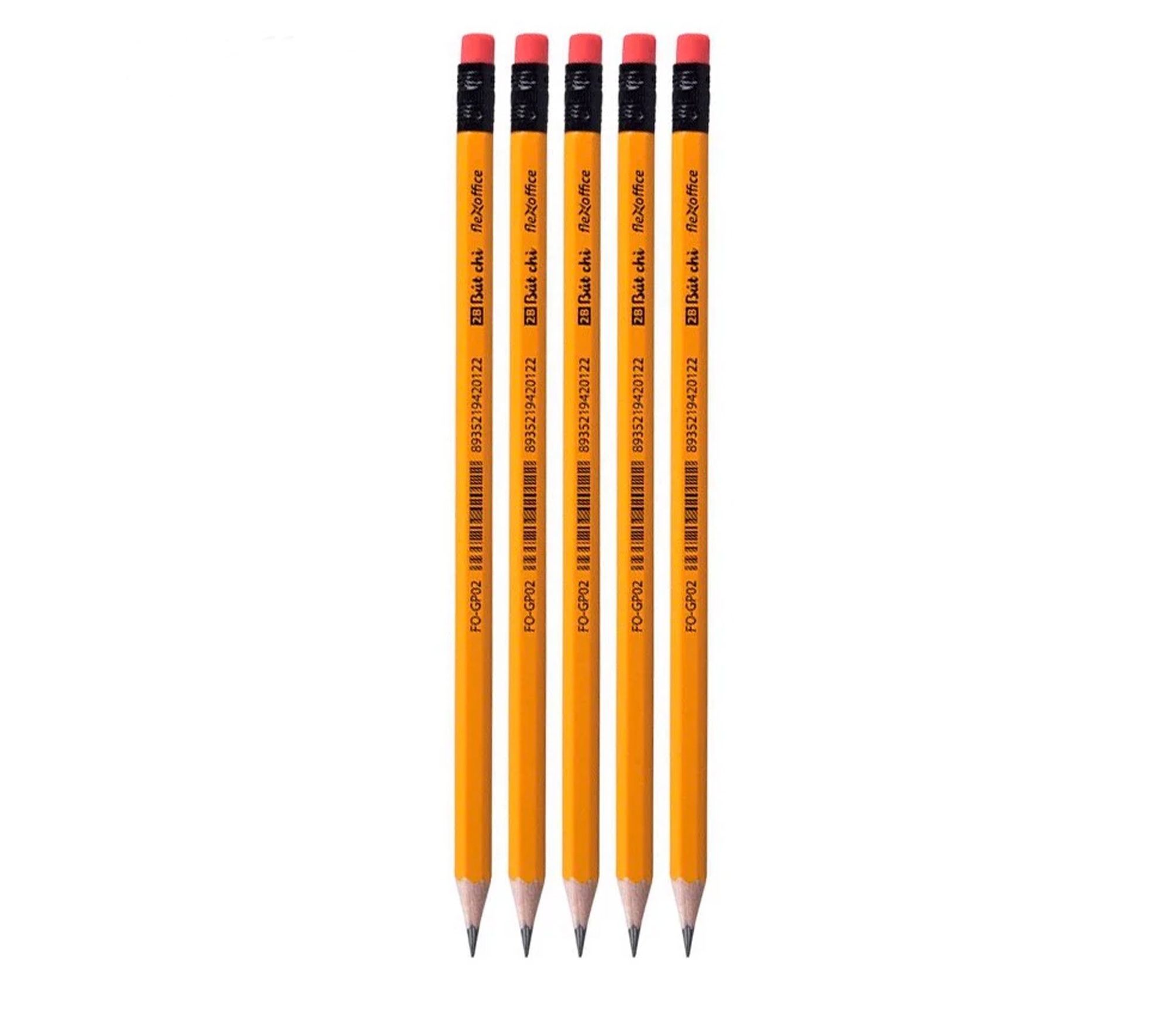 Bút chì gỗ 2b flexoffice fo-gp01, thân lục giác, 2b hộp 12 bút wmart