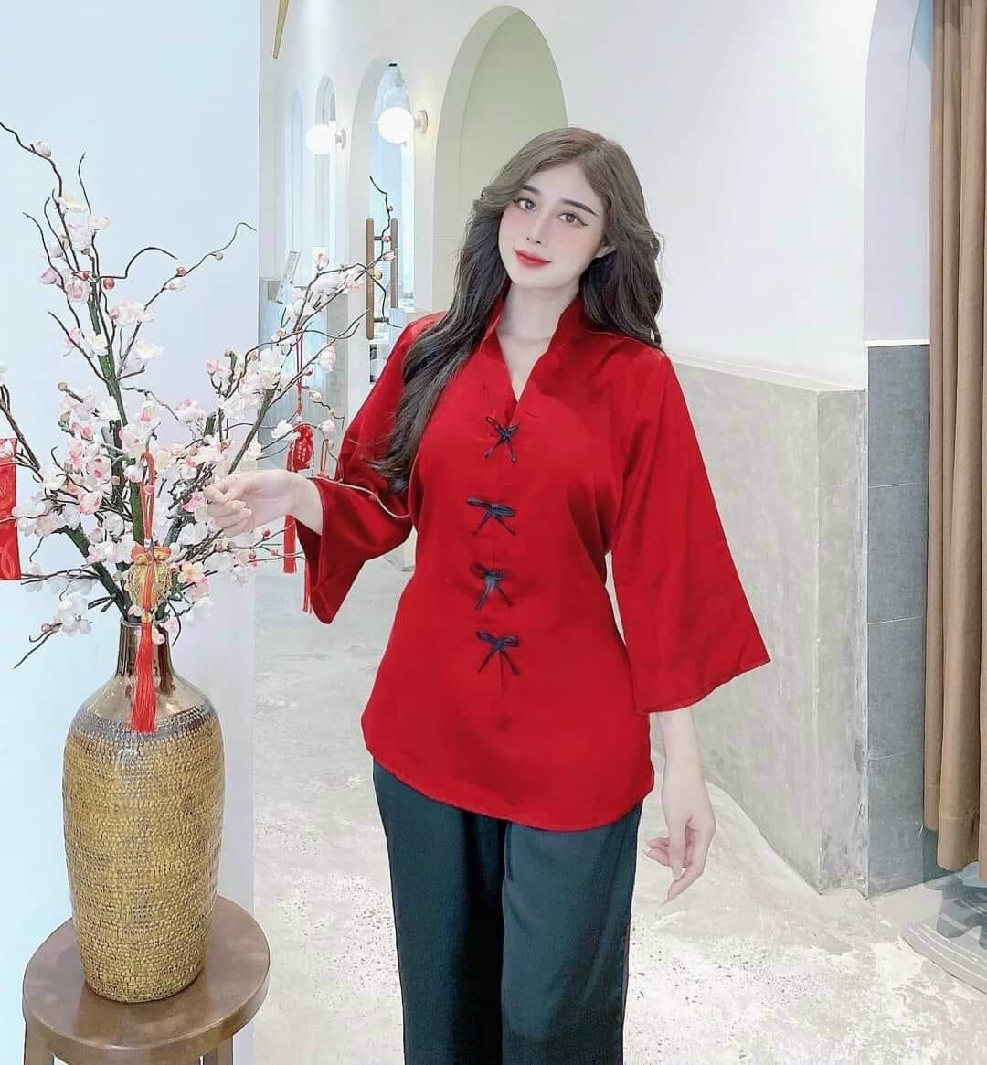 Bộ đồ lam đi chùa nút thắt nơ