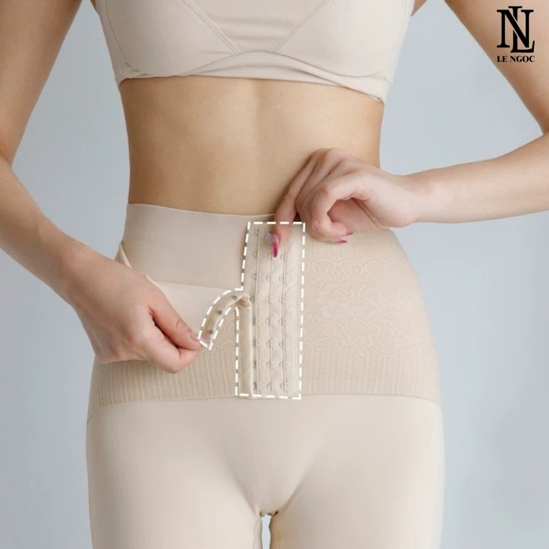 Quần gen bụng lưng cao, quần nịt bụng 3 nấc cài trước đúc su nguyên khối tạo eo thon cao cấp-NL154