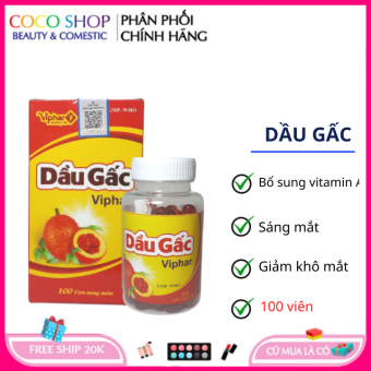 Viên uống Dầu gấc DHA Viphar - bổ sung vitamin A, cải thiện thị lực, giúp làm đẹp da - Lọ 100 viên