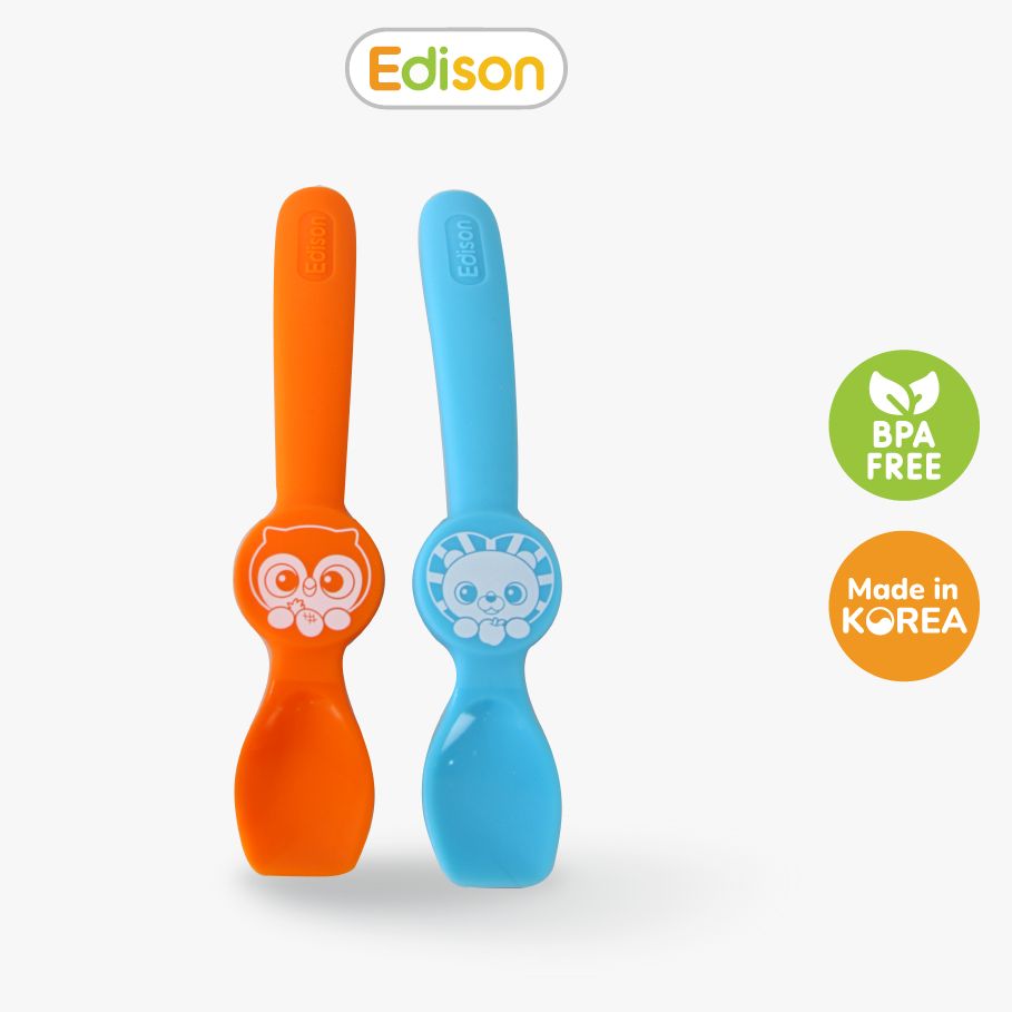 Set 2 Thìa ăn dặm silicon Hàn Quốc cho bé Edison 6896 - Thìa tập xúc trẻ em