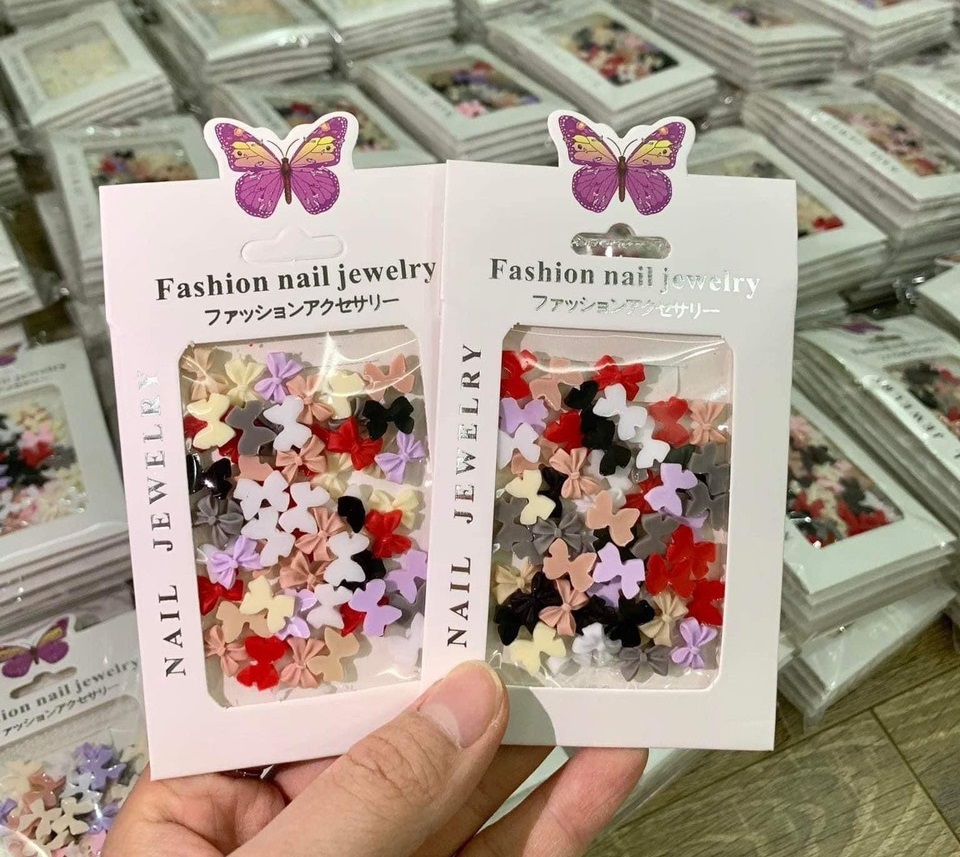 Set nơ 4 cánh nhiều màu trang trí đính móng nail