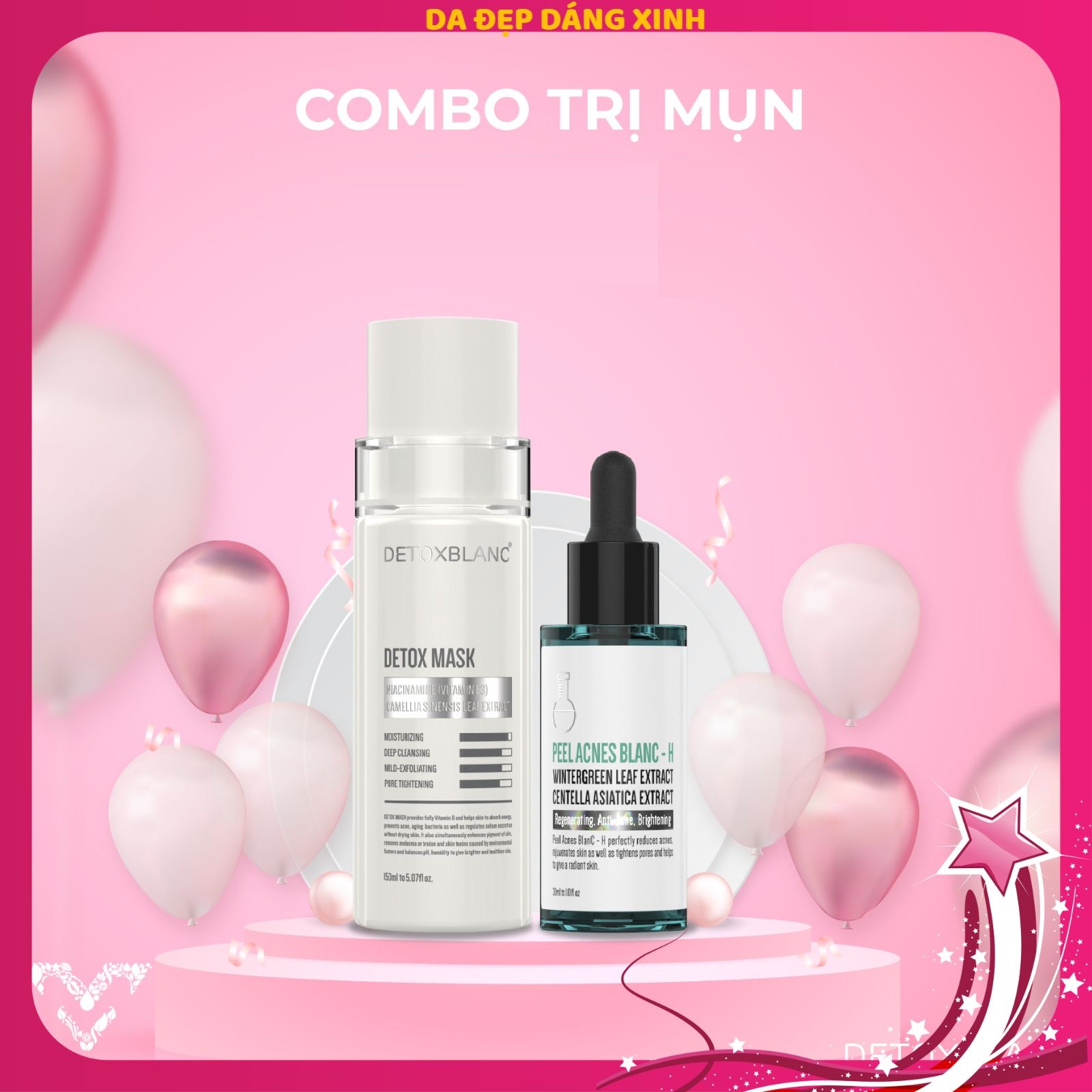 Combo Detox Blanc Xóa Mụn Thâm Dưỡng Da Trắng Tái Tạo da