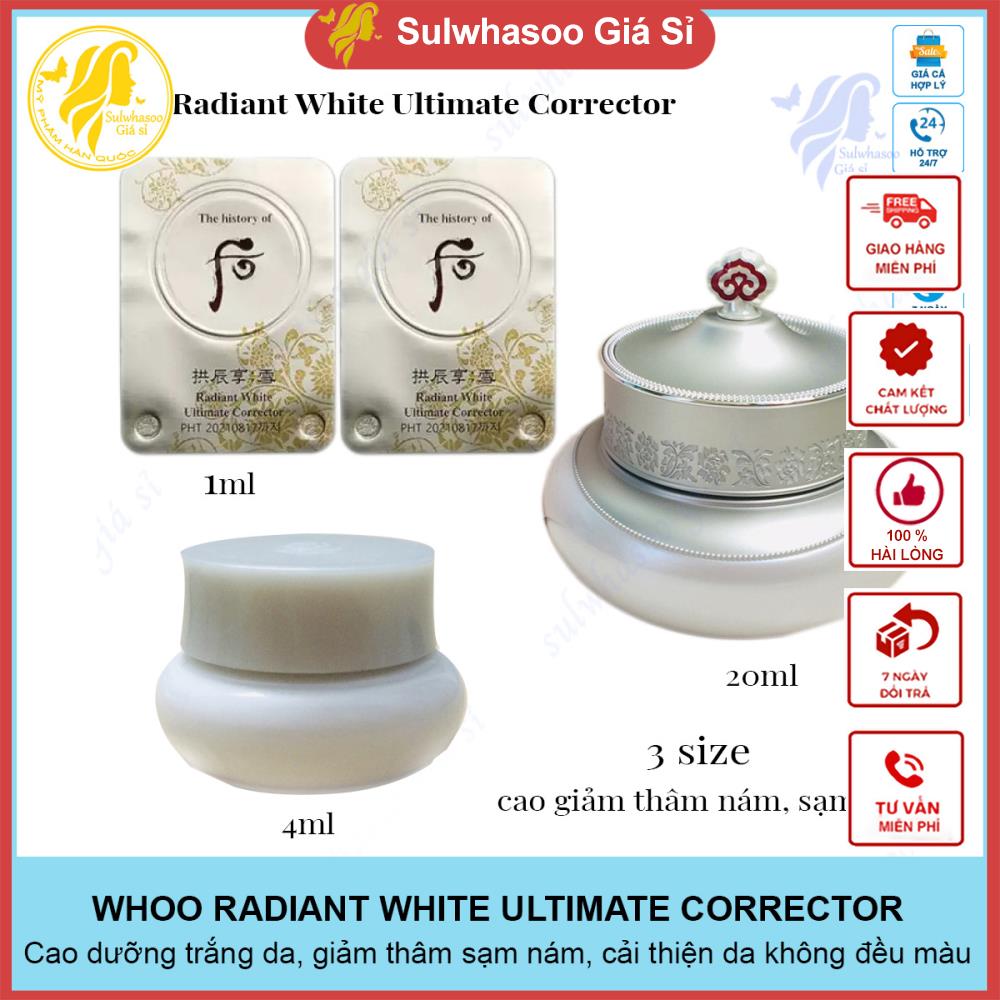 Cao nám dưỡng trắng, cải thiện nám, sạm, da không đều màu Whoo Radiant White Ultimate Corrector dạng vỉ, dạng hủ mini và hủ 50ml sulwhasoogiasi