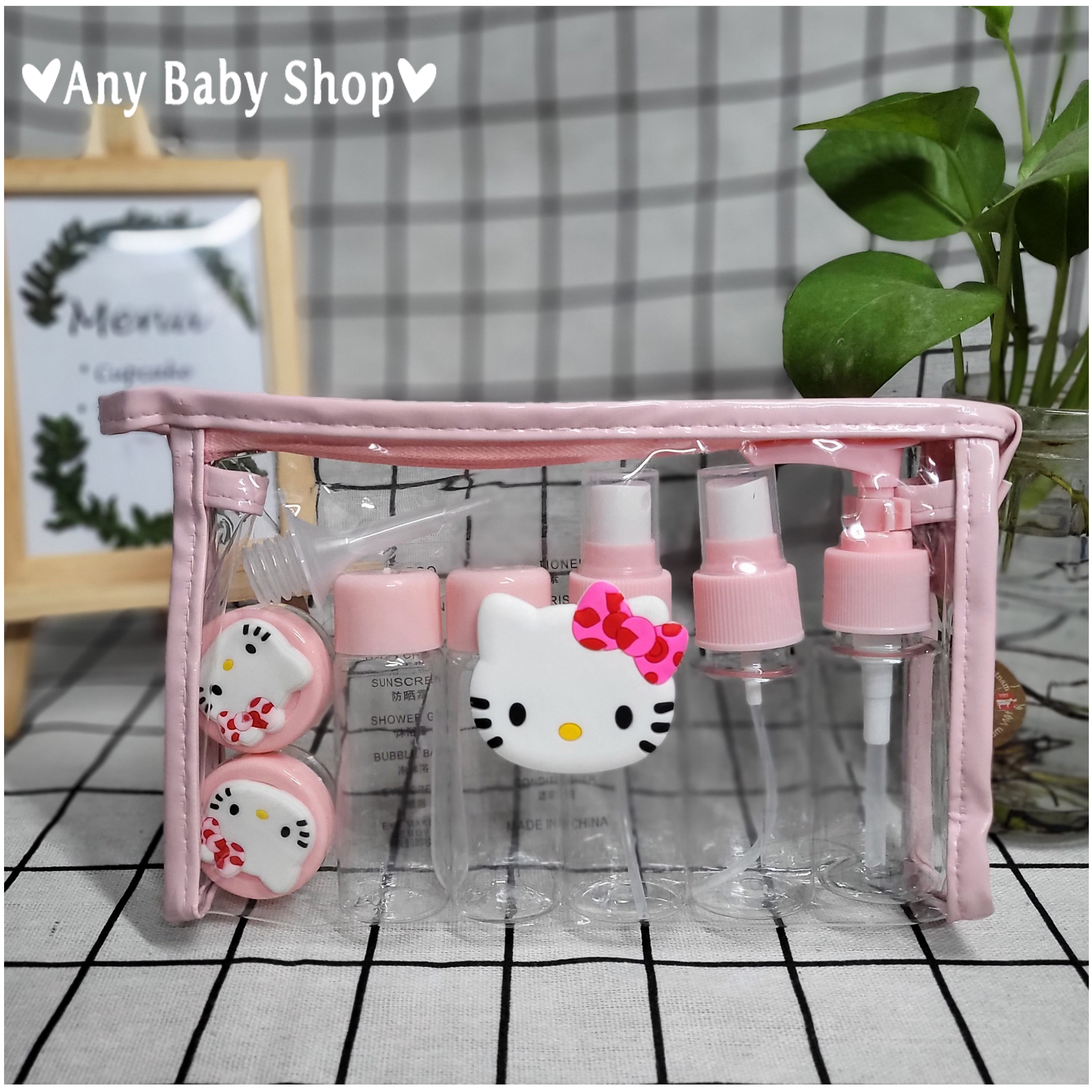 Bộ chiết mỹ phẩm du lịch 10 món hình báo hồng, heo hồng và khiên sa.ku.ra siêu siêu cute