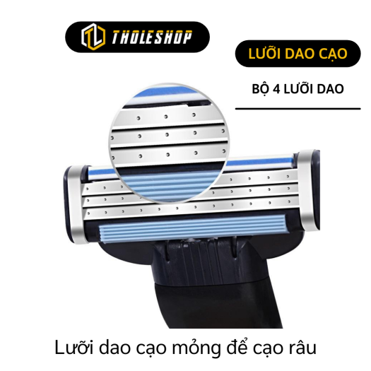 Dao cạo râu cho nam giới - Bộ 4 lưỡi dao cạo râu 3 lớp - Lưỡi dao cạo râu truyền thống - Lưỡi dao để làm sạch râu