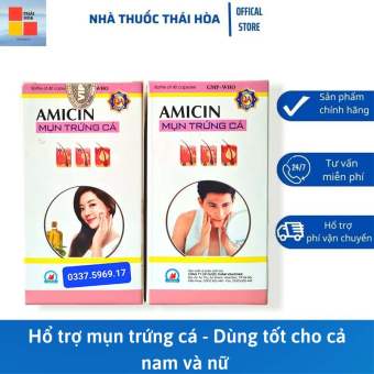 AMICIN MỤN TRỨNG CÁ - THANH NHIỆT TIÊU VIÊM - GIẢM NHANH MỤN NHỌT - DỊ ỨNG - DÙNG CHO CẢ NAM VÀ NỮ - HỘP 40 VIÊN