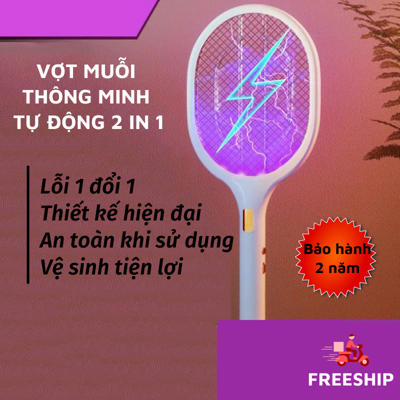 Vợt muỗi cao cấp kèm đèn bắt muỗi 2 trong 1 đa năng