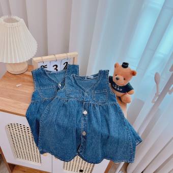 Váy bé gái, đầm jean mềm sát nách