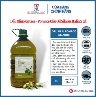 Dầu Olive Pomace Silarus Cao Cấp Bảo Vệ Tim Mạch, Giảm Chất Béo Có Hại Chuyên Dùng Cho Gia Đình - Nhà Hàng 5 Lít [ Nhập Khẩu Ý ]