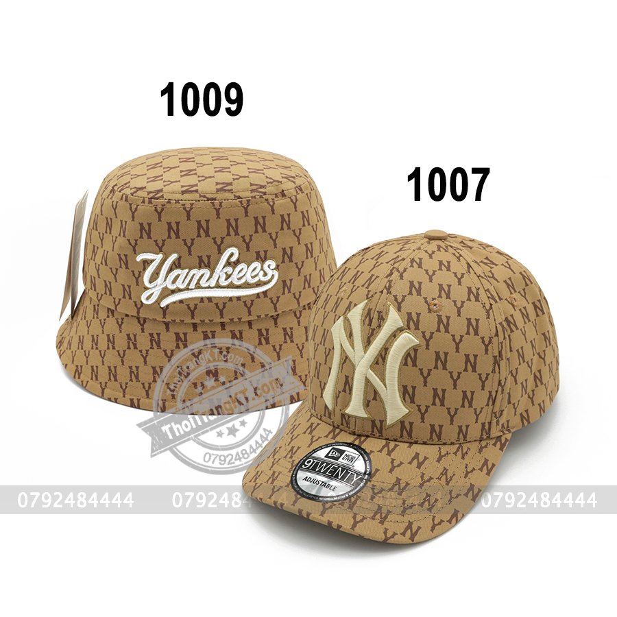 Combo 2 nón mlb monogram ny nâu