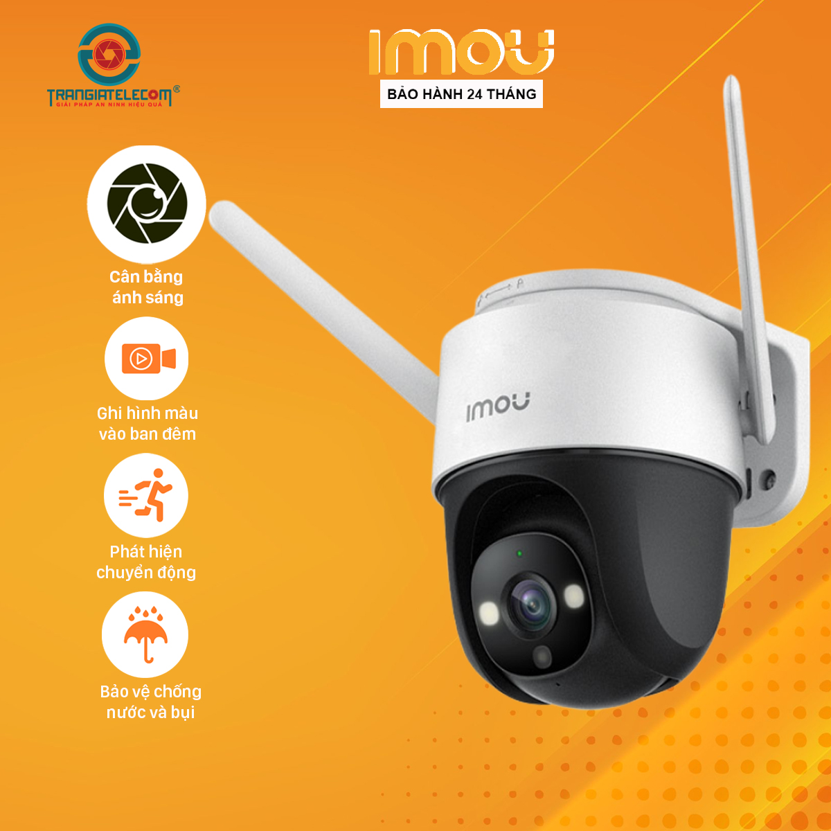 Camera Wifi không dây ngoài trời IMOU S22FP, S42FP có màu ban đêm, xoay 360 độ - TRANGIATELECOM