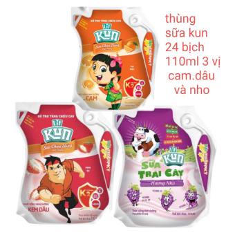 Thùng Sữa Chua Uống Kun 24 Bịch 110Ml Vị Cam Và Dâu - T5688