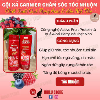 Bộ Gội Xả Chăm Sóc Tóc Nhuộm Garnier Frucstic Colour Last ( Bill Úc)
