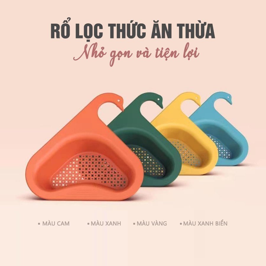 Khay Lọc Rác Thiên Nga T-Mart, Rổ Nhựa Hình Tam Giác Dạng Lưới Lọc Rác Bồn Rửa Chén