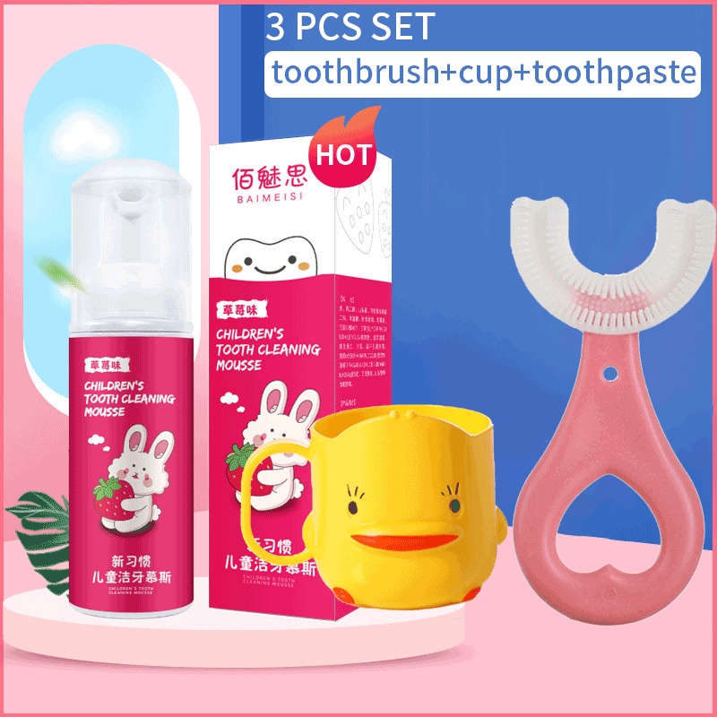 Bàn chải đánh răng, kem đánh răng tạo bọt cho bé, Combo đánh răng