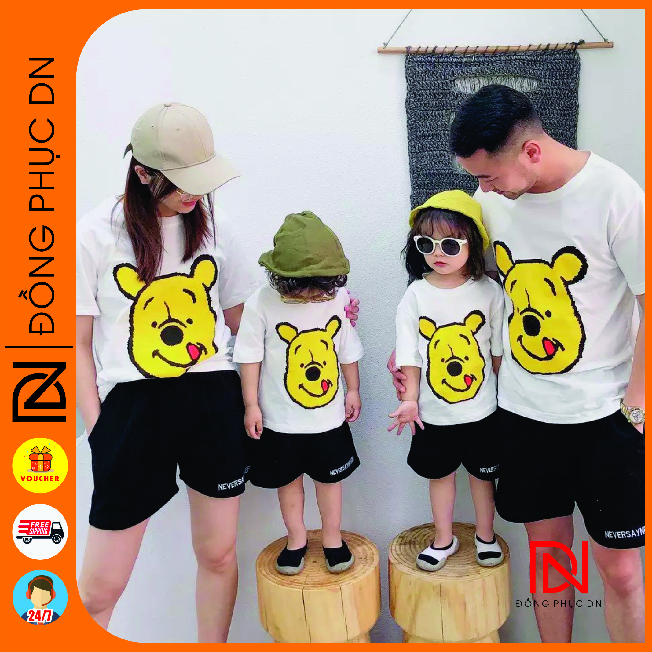 Áo gia đình in hình gấu POOH