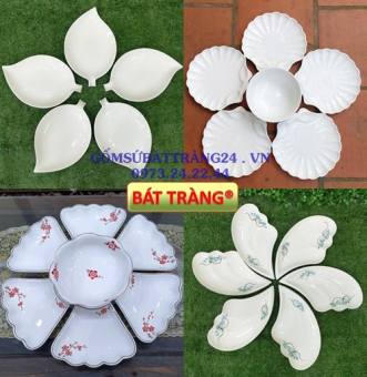 BỘ BÁT ĐĨA SỨ BÁT TRÀNG CHÉN DĨA ĂN CAO CẤP BÁT ĐĨA TRẮNG ĐẸP