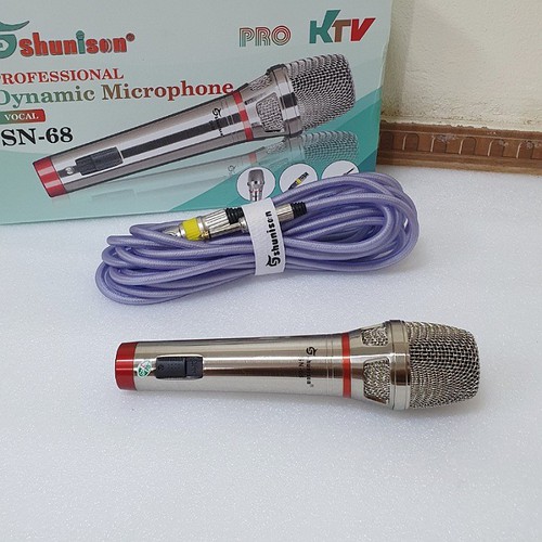 Micro có dây shunison sn-68 cao cấp hát karaoke, tương thích nhiều loại loa micro cực nhẹ, bắt âm xa bảo hành 12 tháng