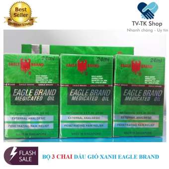 Bộ 3 Chai Dầu Gió Xanh 2 Nắp SingaPore Eagle Brand (Mẫu mới)