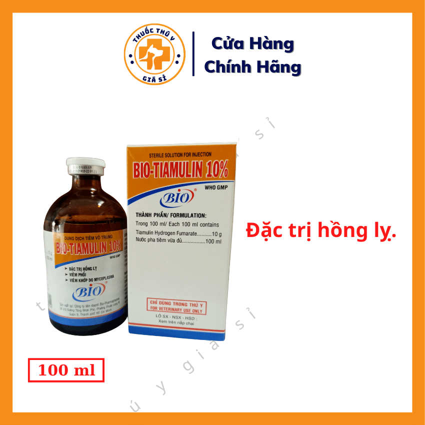 "Hoàn tiền đến 10%" Bio Tiamulin 10% 100ml - Dùng Cho Bệnh Hồng Lỵ Viêm Phổi Viêm Khớp Do Mycoplasma