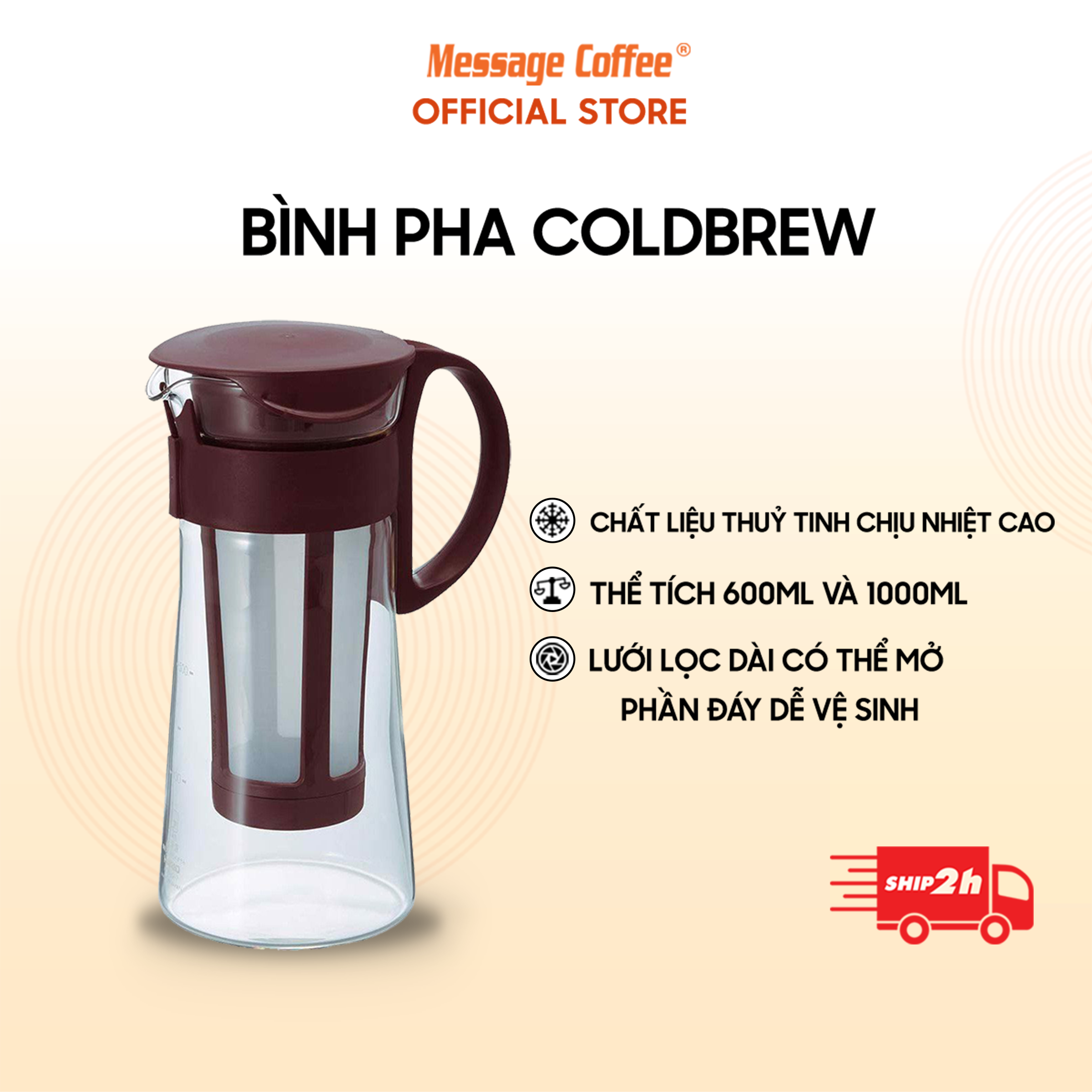 Bình Pha Cà Phê Coldbrew, Pha Trà Thuỷ Tinh Cao Cấp Có Lưới Lọc Chịu Nhiệt Cao Thương Hiệu Hario Của Nhật Bản