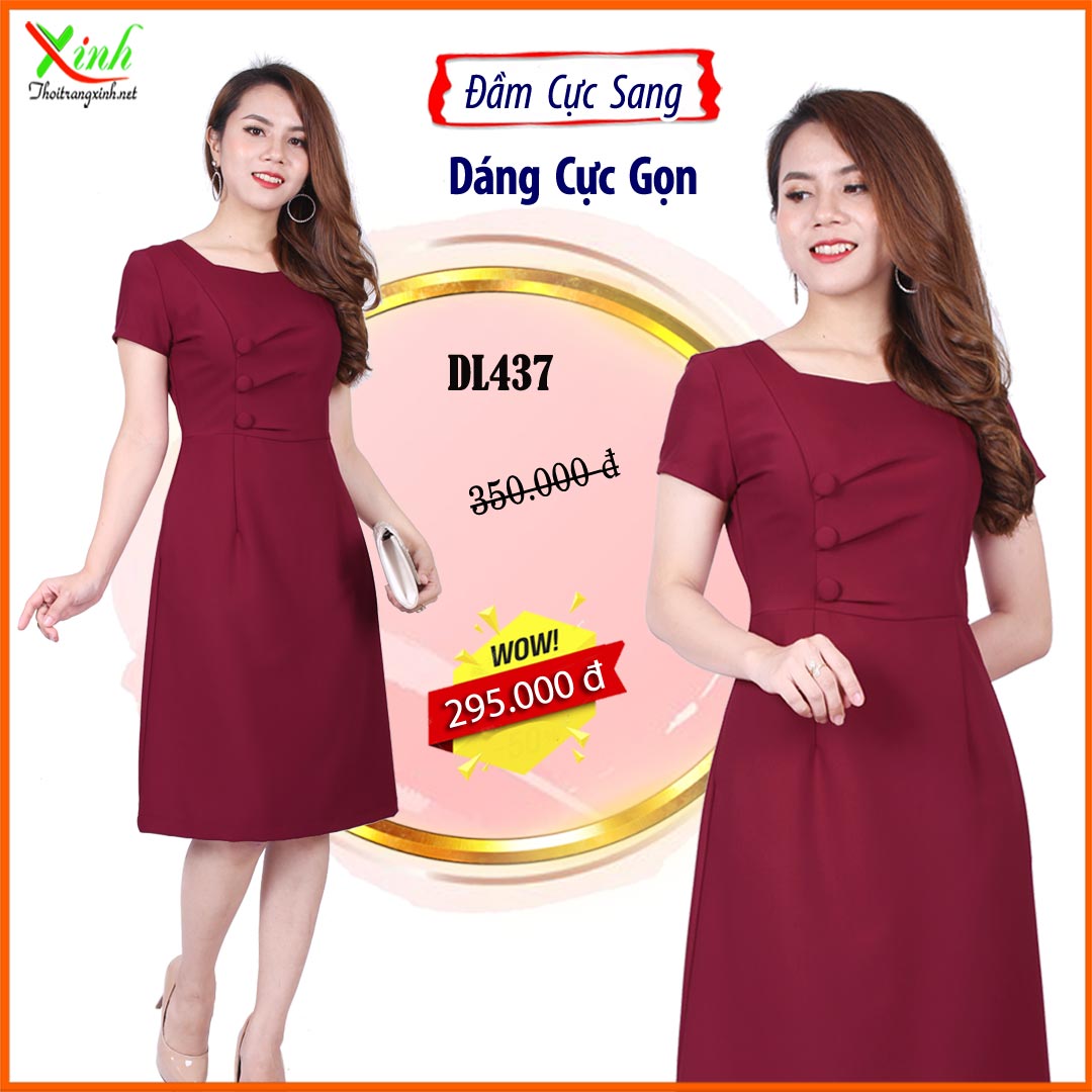 Đầm Suông A Thanh Lịch Gọn Dáng Cho Nàng Béo Công Sở DL437