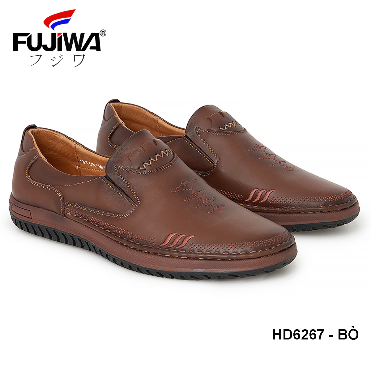 Giày Lười Mọi Nam Da Bò Fujiwa - HD6267. 100% Da bò thật Cao Cấp loại đặc biệt. Giày được đóng thủ công (handmade)