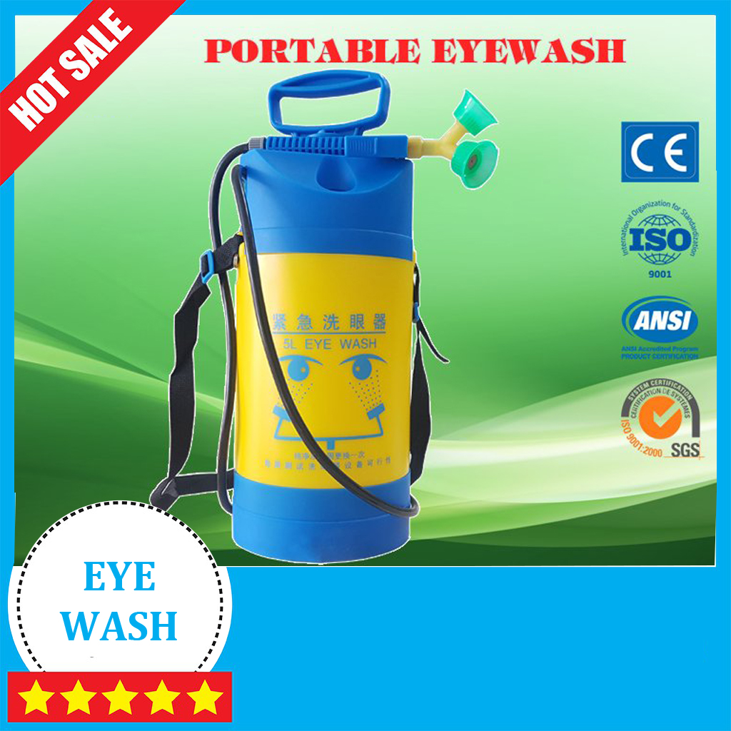 Bình Nhựa Rửa Mắt Khẩn Cấp Di Động 5 Lít loại đẹp Có Đế Bình và Có Đồng Hồ Áp suất, Bồn rửa mắt khẩn cấp di động, Chậu rửa mắt khẩn cấp giá rẻ Hà Nội, Thiết bị rửa mắt y tế